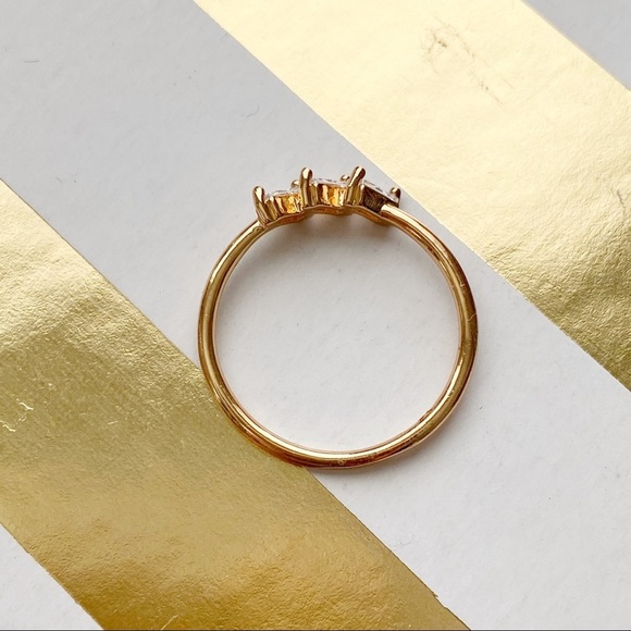 Trio of Leaning Baguettes Crystal Rose Gold Ring - Picture 2 of 4